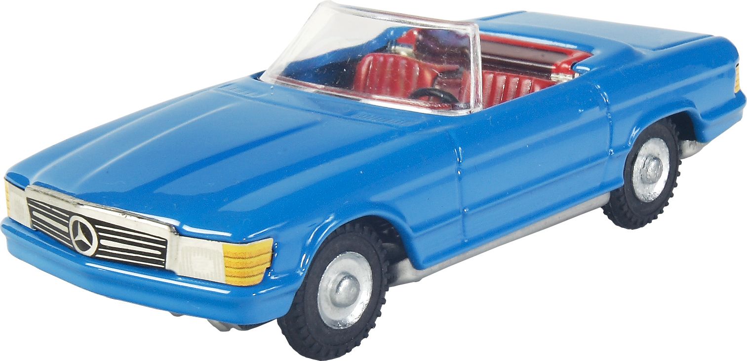 Mercedes Cabrio plechový model - modrý - obrázek 1