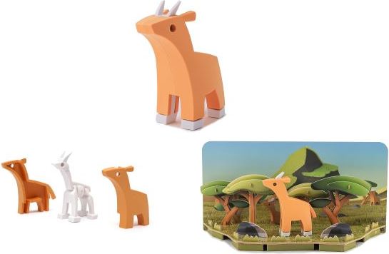 HALFTOYS ANTILOPA - magnetická skládací hračka s 3D modelem savany