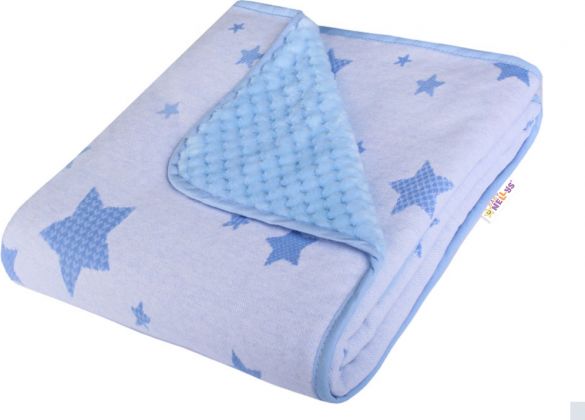 Baby Nellys Dětská Dual deka s minky, hvězdičky - modrá - obrázek 1