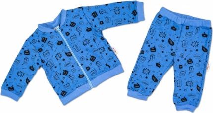 BABY NELLYS Tepláková souprava COOL, modrá, Velikost koj. oblečení 62 (2-3m) - obrázek 1