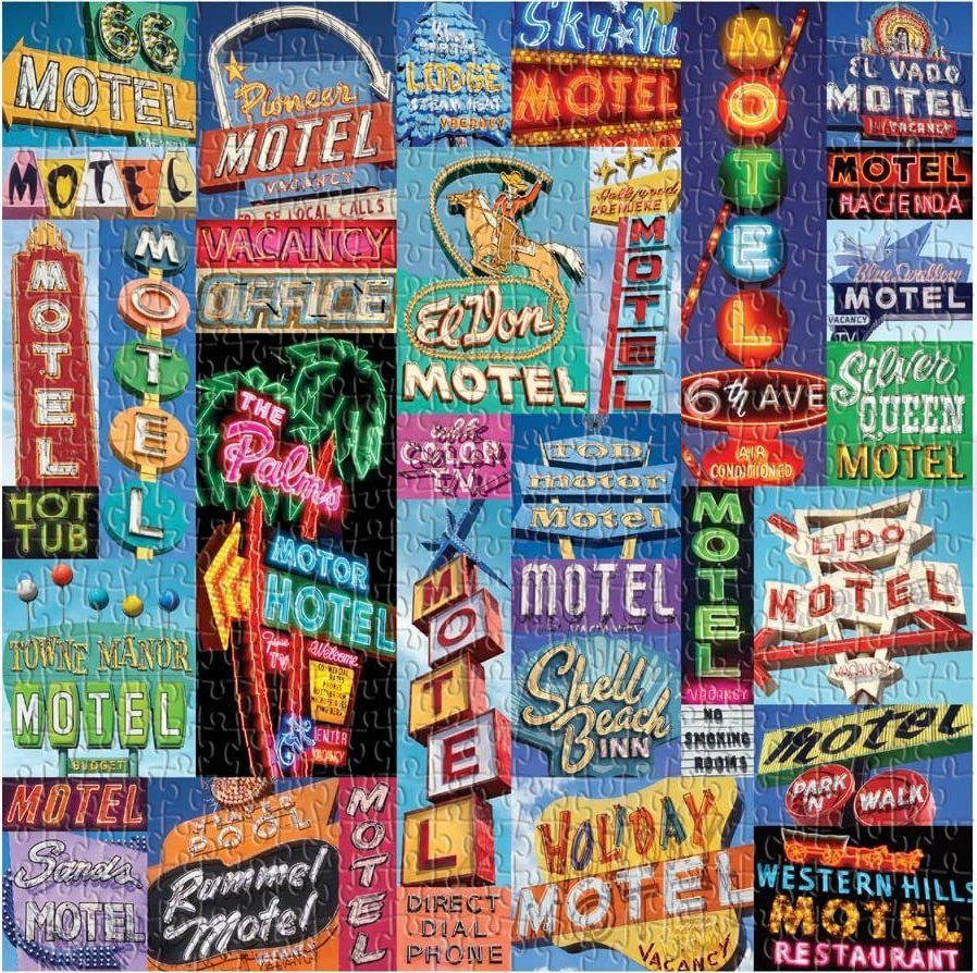 GALISON Čtvercové puzzle Motelové poutače 500 dílků - obrázek 1