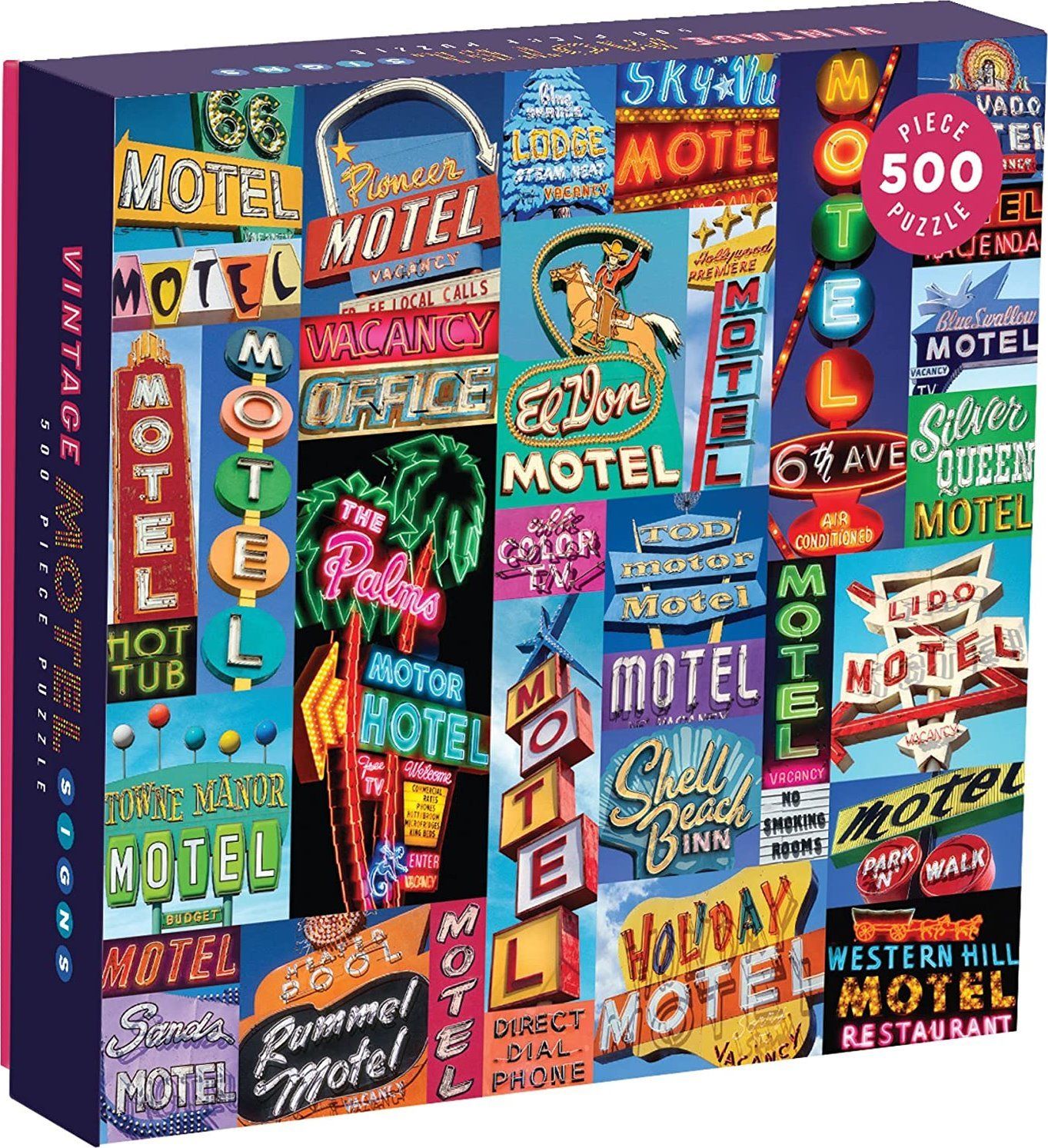 GALISON Čtvercové puzzle Motelové poutače 500 dílků - obrázek 4