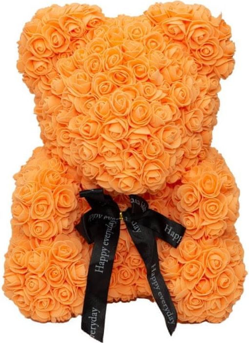 Medvídek z umělých růží 40 cm - oranžový X00179 - obrázek 1