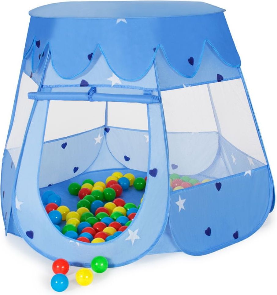 tectake Dětský hrací stan se 100 míčky - modrá - obrázek 1