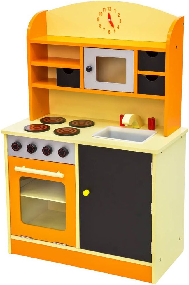 tectake Dětská dřevěná kuchyňka - oranžová - obrázek 1