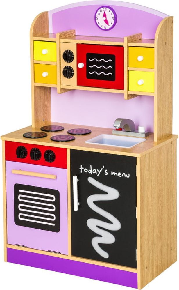 tectake Dětská dřevěná kuchyňka - fialová - obrázek 1