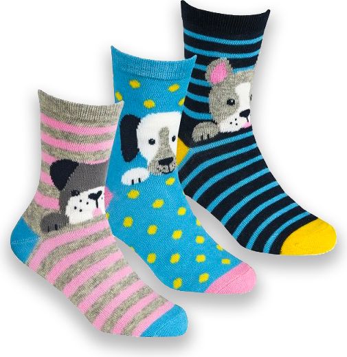 Cotton Rich Ponožky dětské dívčí pejsci A (vel 23-30) 3 páry velikost ponožek: 23-26 - obrázek 1