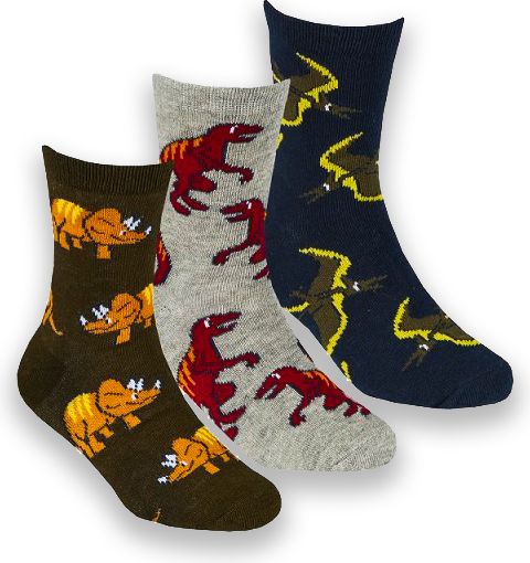 Cotton Rich Ponožky dětské chlapecké dinosauři A (vel 23-36) 3 páry velikost ponožek: 23-26 - obrázek 1