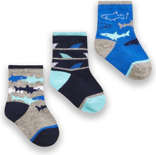 Cotton Rich Ponožky kojenecké chlapecké žralok A 3 páry velikost ponožek: 0-15 (0-6 měsíců) - obrázek 1