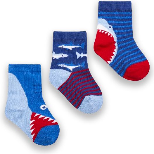 Cotton Rich Ponožky kojenecké chlapecké žralok B 3 páry velikost ponožek: 0-15 (0-6 měsíců) - obrázek 1
