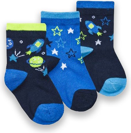 Cotton Rich Ponožky kojenecké chlapecké vesmír A 3 páry velikost ponožek: 0-15 (0-6 měsíců) - obrázek 1