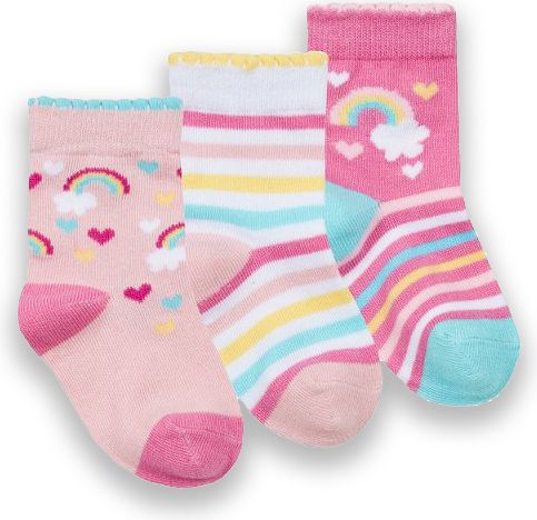 Cotton Rich Ponožky kojenecké dívčí duha 3 páry velikost ponožek: 0-15 (0-6 měsíců) - obrázek 1