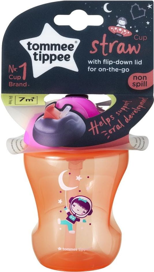 Tommee Tippee Netekoucí hrnek s brčkem Straw Cup 230ml 7m+ Pink - obrázek 1