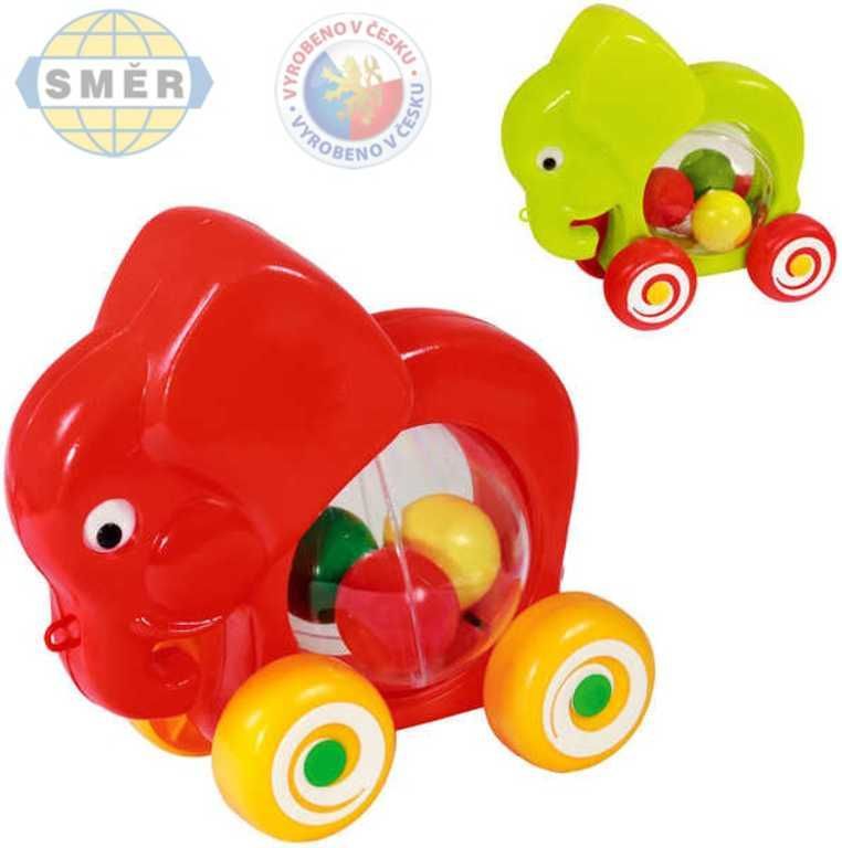 SMĚR Slon baby jezdící s míčky tahací 2 barvy PLAST - obrázek 1