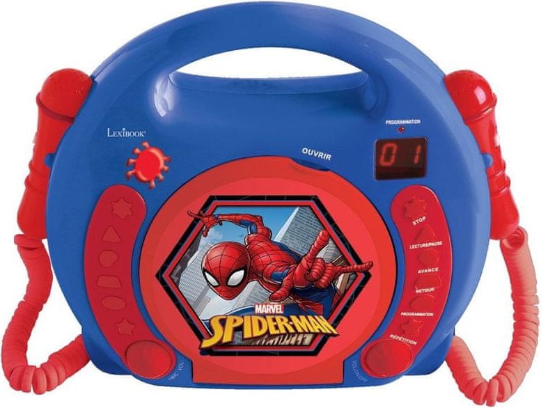 Lexibook SpiderMan - Přenosný CD přehrávač se 2 mikrofony - obrázek 1