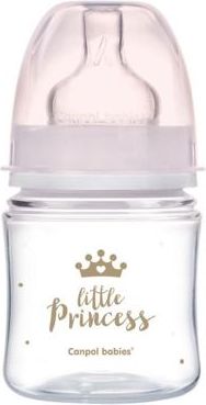 Canpol babies Lahev se širokým hrdlem ROYAL BABY 120ml růžová - obrázek 1