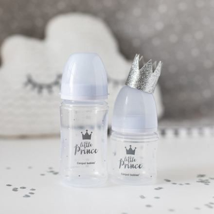 Canpol babies Lahev se širokým hrdlem ROYAL BABY 240ml modrá - obrázek 2