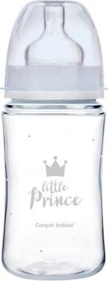 Canpol babies Lahev se širokým hrdlem ROYAL BABY 240ml modrá - obrázek 1