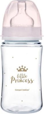 Canpol babies Lahev se širokým hrdlem ROYAL BABY 240ml růžová - obrázek 1