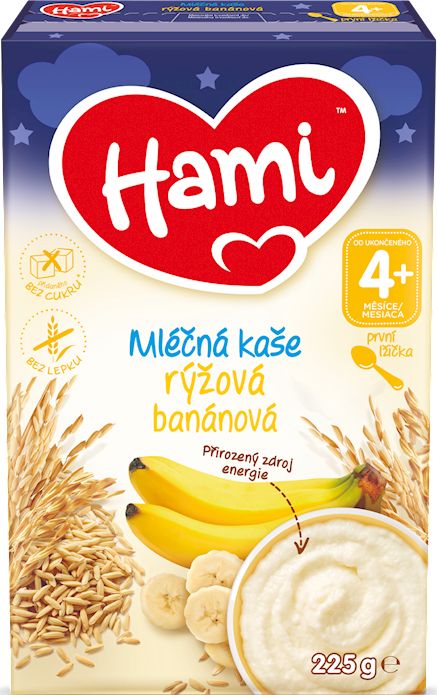 3x HAMI Mléčná kaše rýžová banánová na dobrou noc 225 g - obrázek 2