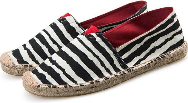 Max Espadrilky textilní boty Big Stripes - černo bílá - obrázek 1