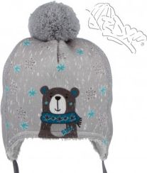 RDX zimní čepice přes uši s bambulí 3697 medvěd modrý velikost: 2 - obrázek 1