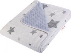 Dětská deka oboustranná - HVĚZDIČKY na šedém/Minky šedá - BabyNellys - obrázek 1