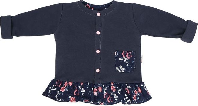 Mamatti Dětská mikina s volánkem Flowers - granátová, vel. 80 - 80 (9-12m) - obrázek 1