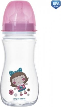 Canpol Babies Antikoliková lahvička se širokým hrdlem  Easy Start - TOYS 300 ml - růžová - obrázek 1
