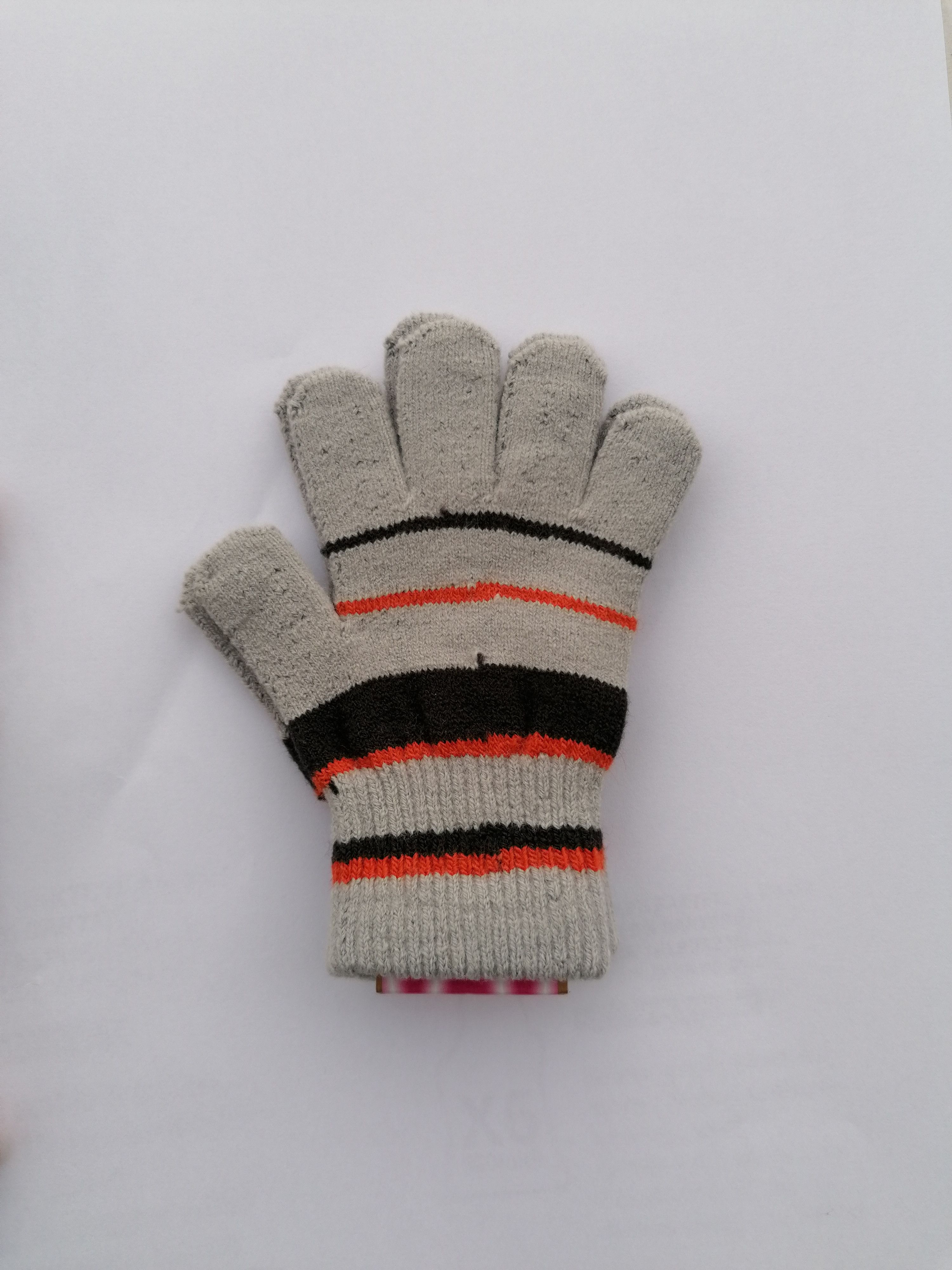RDX dětské pletené prstové rukavice pruhované šedé velikost: M - obrázek 1