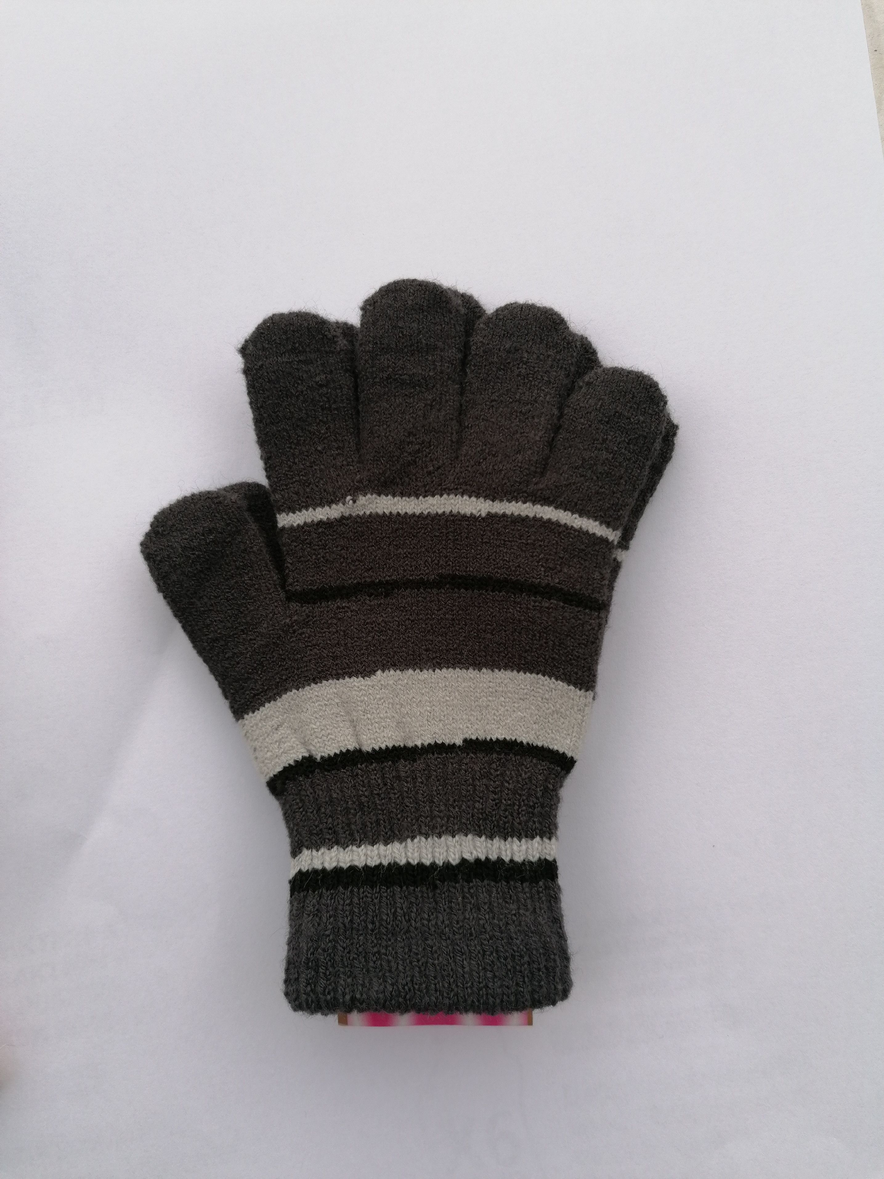 RDX dětské pletené prstové rukavice pruhované tm.šedé velikost: M - obrázek 1