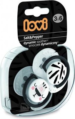 LOVI Dudlík silikonový dynamický SALT&PEPPER 3-6m 2ks - obrázek 2