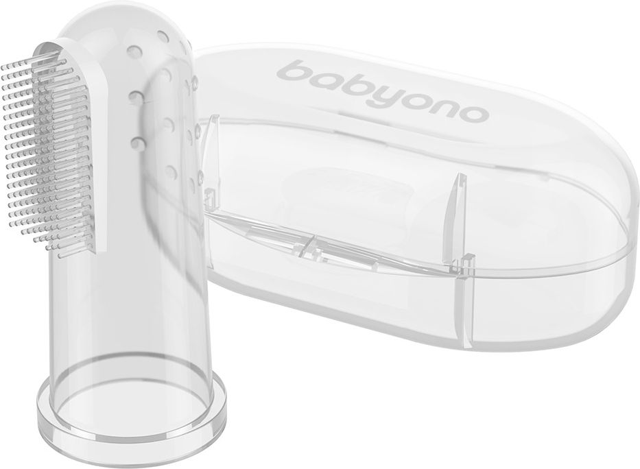 BABYONO Kartáček zubní na prst s pouzdrem transparent - obrázek 1