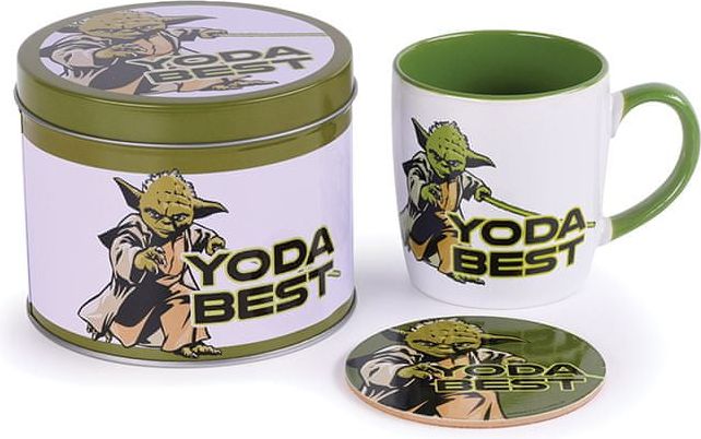 CurePink Dárkový set v plechové krabičce Star Wars|Hvězdné války: Yoda Best (objem hrnku 370 ml) - obrázek 1