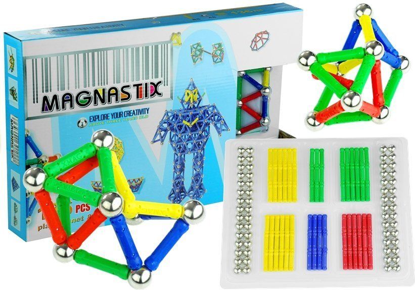 Mamido Velká magnetická stavebnice Magnastix 136 dílů - obrázek 1