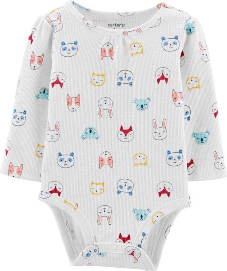 CARTER'S Body bílé dlouhý rukáv Zvířátka, 24 m/vel. 92 - obrázek 1