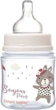 Canpol babies Lahev se širokým hrdlem BONJOUR PARIS 120ml růžová - obrázek 2