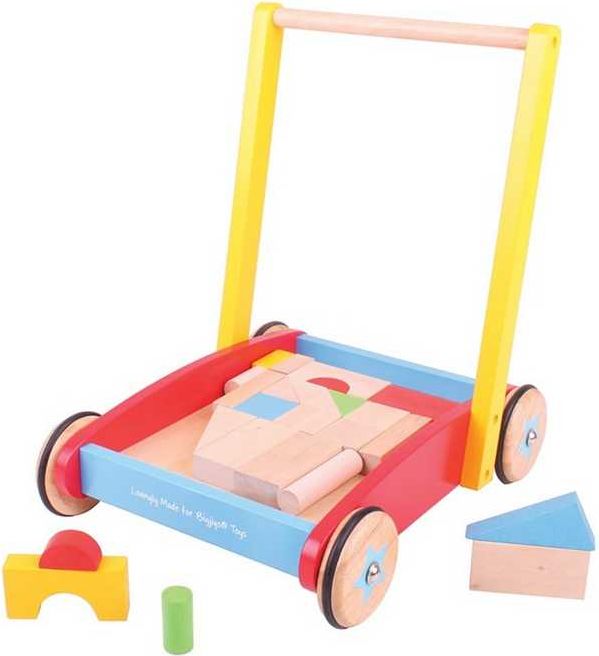 Bigjigs Toys Bigjigs Baby Dřevěné kostky ve vozíku - obrázek 1