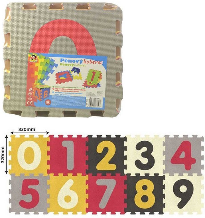 Baby puzzle soft pěnové čísla set 10ks měkké bloky 32x32cm na zem - obrázek 1