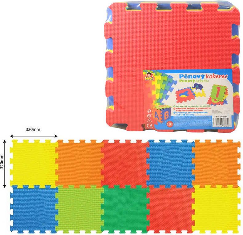Baby puzzle pěnové soft barevné set 10ks měkké bloky 32x32cm na zem - obrázek 1