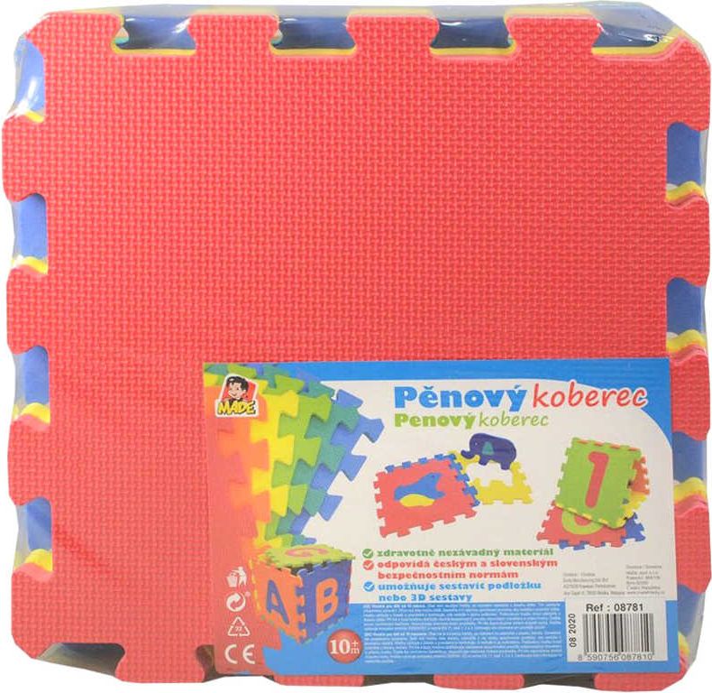 Baby puzzle pěnové soft barevné set 10ks měkké bloky 32x32cm na zem - obrázek 2