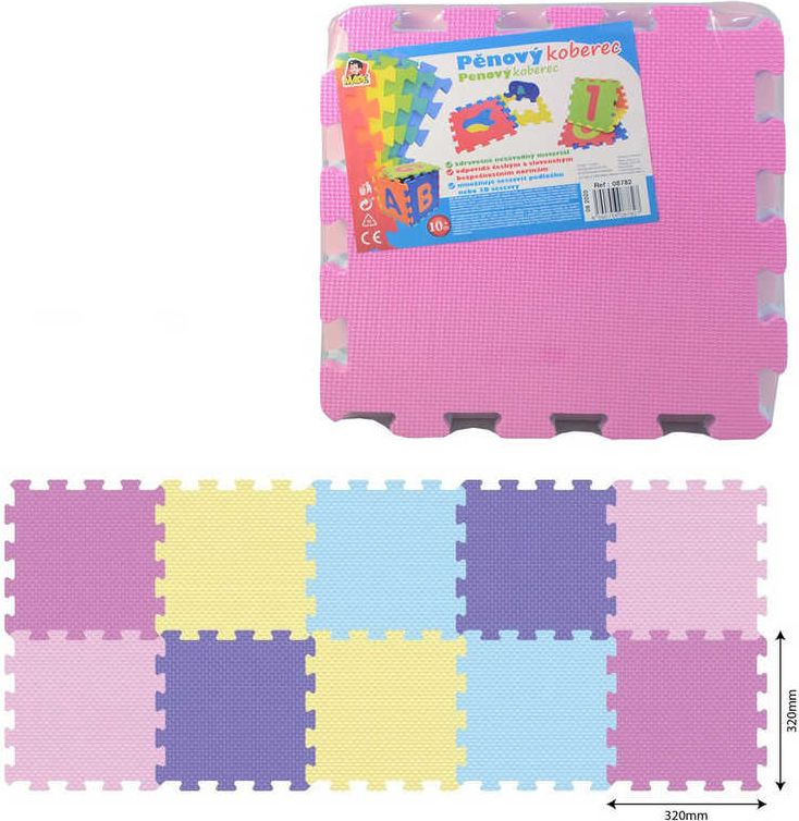 Baby puzzle soft pěnové barevné set 10ks měkké bloky 32x32cm na zem - obrázek 1