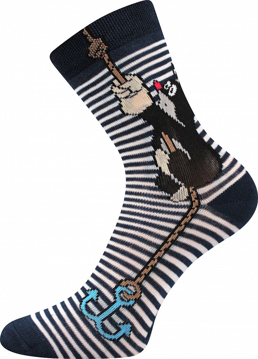 Fuski veselé dětské ponožky Krtek kotva tmavě modrá 30-34 200-220 - obrázek 1