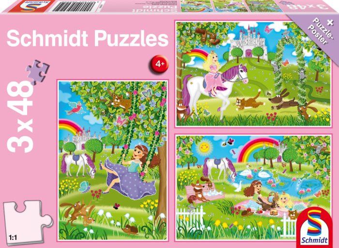 SCHMIDT Puzzle Princezny v zámecké zahradě 3x48 dílků - obrázek 1