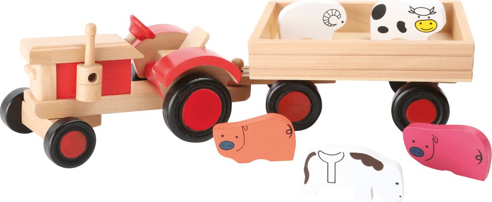 Small Foot Dřevěný traktor s vlečkou a zvířátky - obrázek 1