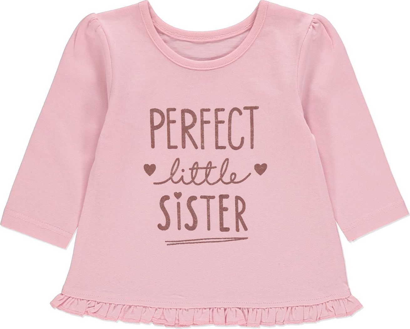 Kojenecké tričko GEORGE, dlouhý rukáv, růžové, Perfect little sister Velikost: 62 - 68cm (3 - 6 měsíců) - obrázek 1