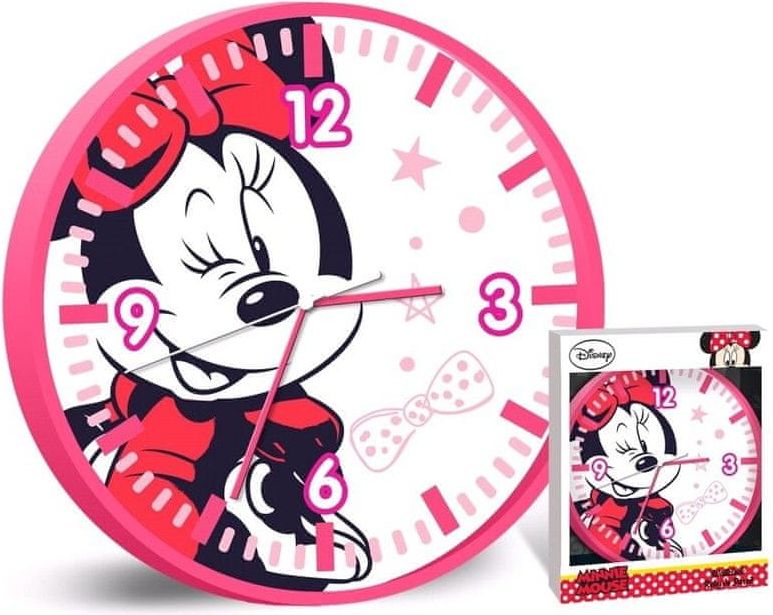 EUROSWAN Analogové nástěnné hodiny "Minnie Mouse" - 25 cm růžová - obrázek 1