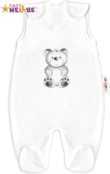 Baby Nellys Bavlněné dupačky Sweet Teddy Bear - bílé - 86 (12-18m) - obrázek 1