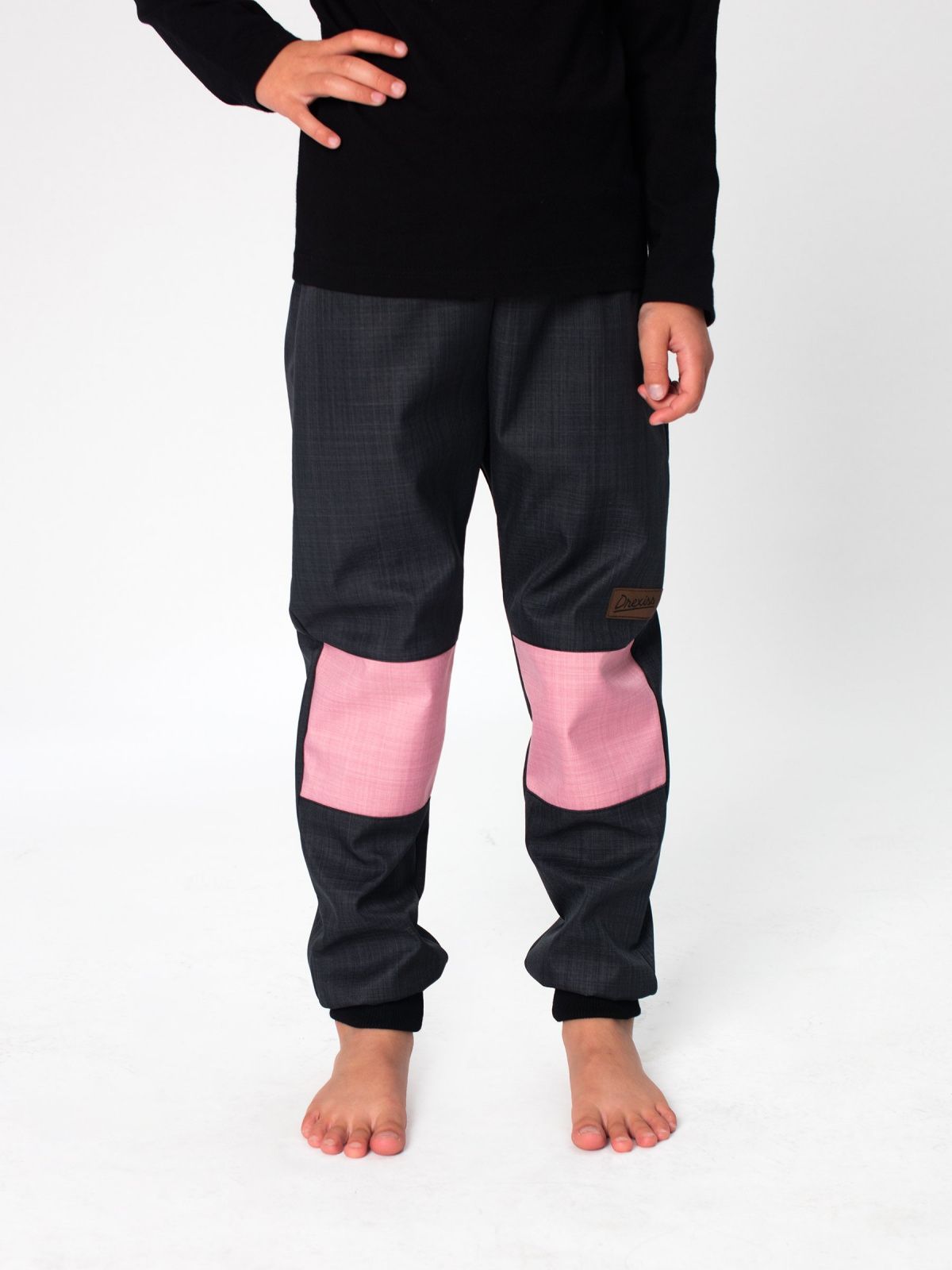 Drexiss Softshellové kalhoty jaro/podzim BLACK-OLD PINK Velikost: 116-122 - obrázek 1