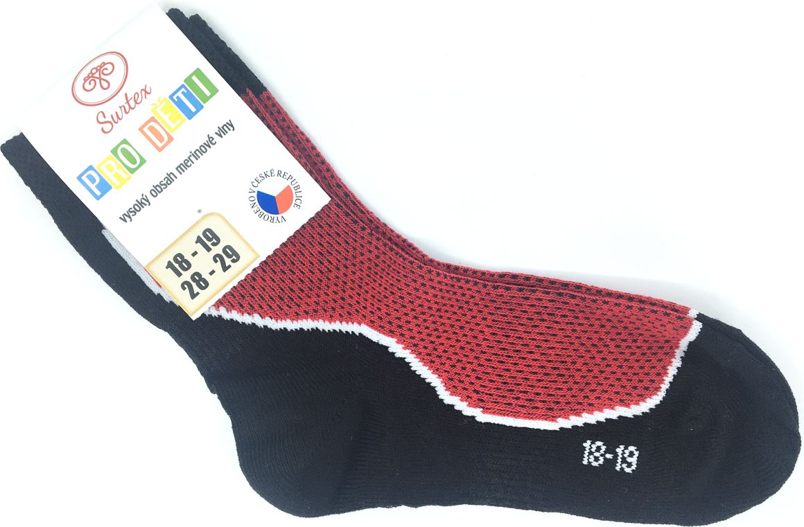 Ponožky Surtex 50% Merino Červené Velikost: 20 - 23 - obrázek 1